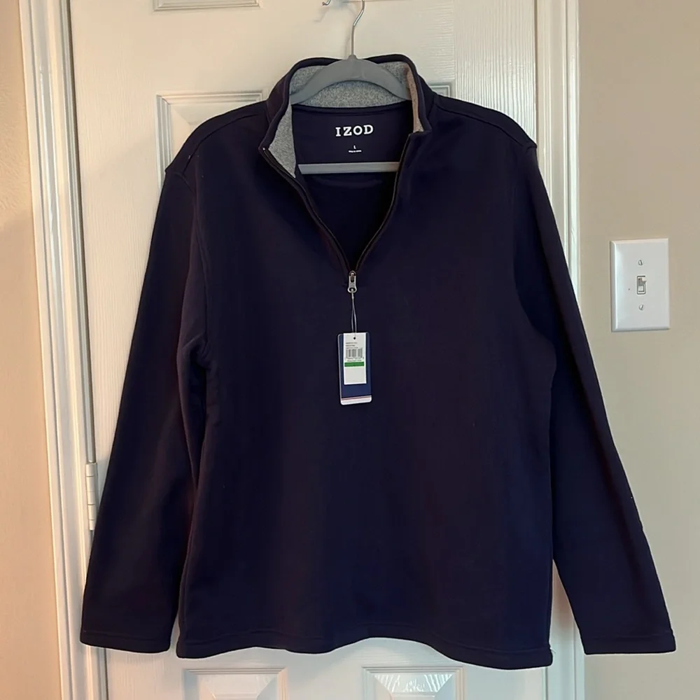 NWT Izod Fleece Lined Quarter Zip Pullover - Picture 3 of 10